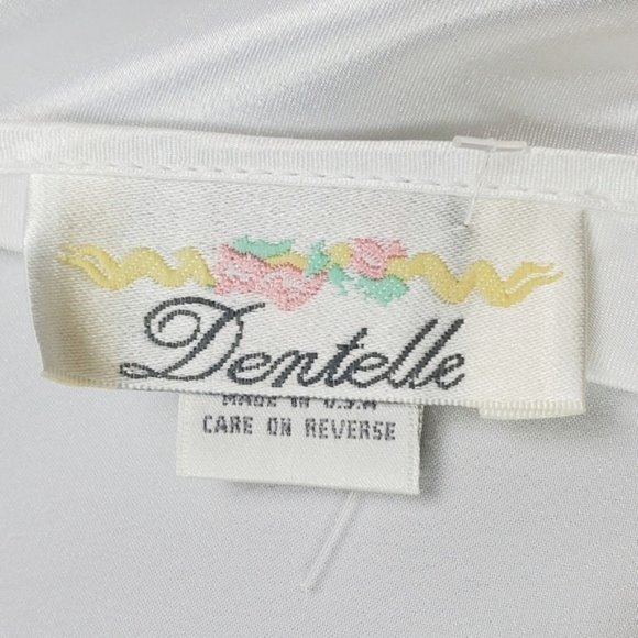 Dentelle Womens White Floral Lace Trim Satin Night Slip Size L NWT - Picture 3 of 7